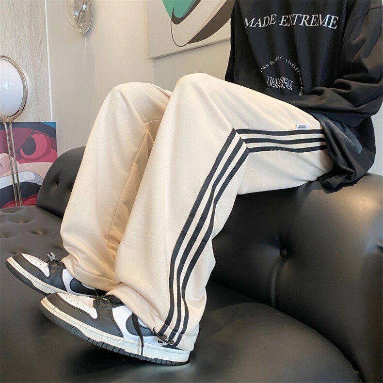 春季新款垂感百搭黑色休闲裤男士美式条纹直筒阔腿裤K5149-P30,男装休闲裤,星座512-4