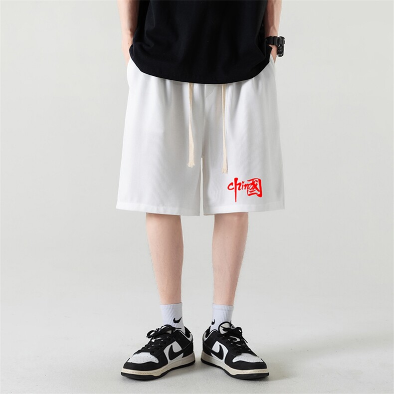 HD74276-P22华夫格短裤男大码宽松五分裤男直筒中裤,男装休闲裤,电商A040
