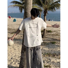 垫肩铆钉t恤男夏季设计感小众cleanfit上衣美式高街短袖T5576，男装T恤，星座1116A（原606A-3）