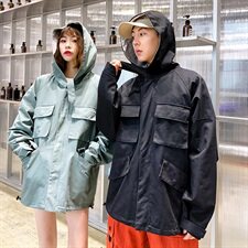 709-JK32-P9520秋款港风大口袋工装外套情侣宽松休闲连帽夹克，男装夹克，星座709