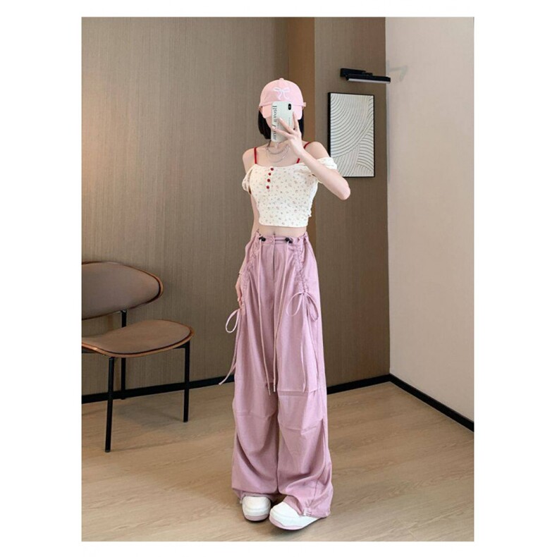AK2405-p50美式降落伞工装裤女春秋宽松休闲速干小个子伞兵阔腿裤,女装休闲裤,星座617A-2