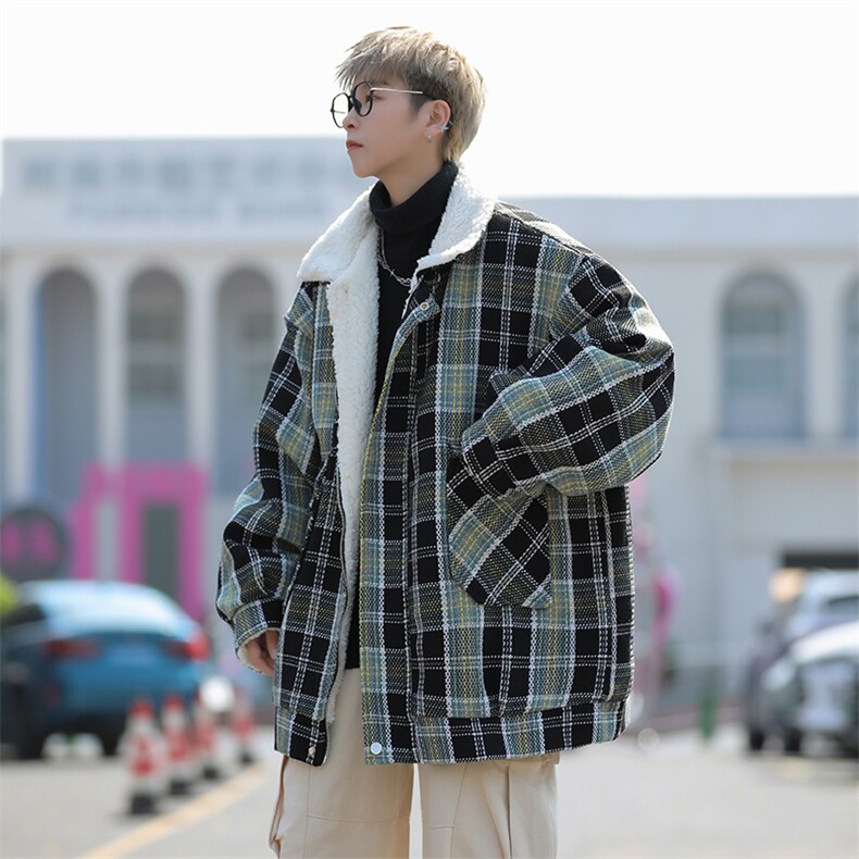 F18-P85美式复古小香风格子棉衣外套2024冬季新款羊羔毛棉服男,男装夹克,星座512-6