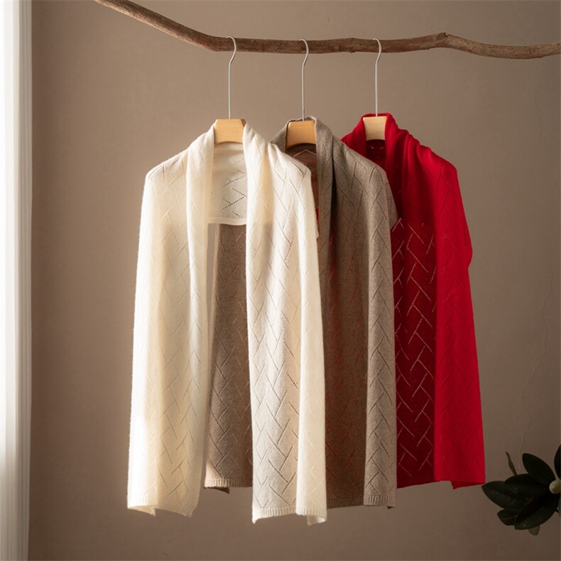 2025年秋季时尚百搭通勤简约休闲镂空围巾，围巾，江帆羊绒