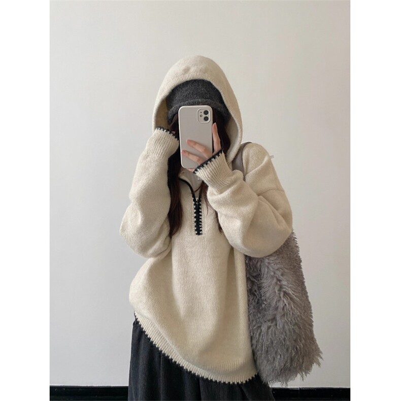 连帽毛衣女秋冬季穿搭慵懒高级感长袖上衣针织衫MY09588-P65,男装针织衫/毛衣,星座308B-2