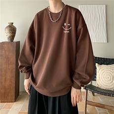 300G重磅笑脸印花圆领卫衣春秋潮牌潮流宽松外套M-5XLP40控58，女装短外套，电商B219B