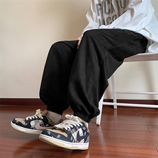 KP602P48港风麂皮绒休闲裤男包边包条宽松大码束脚卫裤，男装休闲裤，星座1204-3