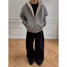 现货高品质美式冬季重磅座山雕大毛毛领pu皮棉衣男女加厚外套，男装皮衣，电商A486-1