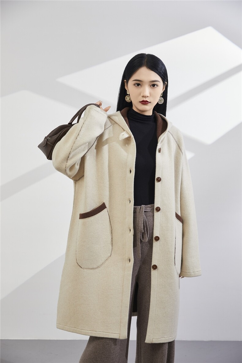 空气层半高,女装羊绒大衣,美够羊绒