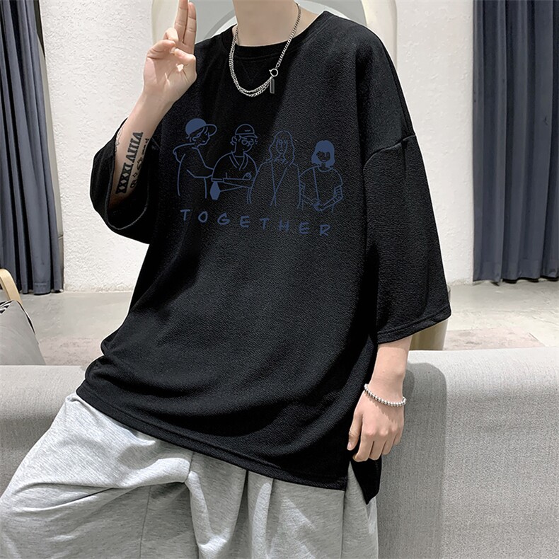 Q11191-P30春夏季七分袖t恤男大码五分袖男短袖中袖大皂风,男装T恤,电商A040