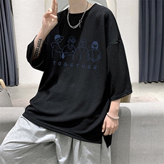 Q11191-P30春夏季七分袖t恤男大码五分袖男短袖中袖大皂风，男装T恤，电商A040