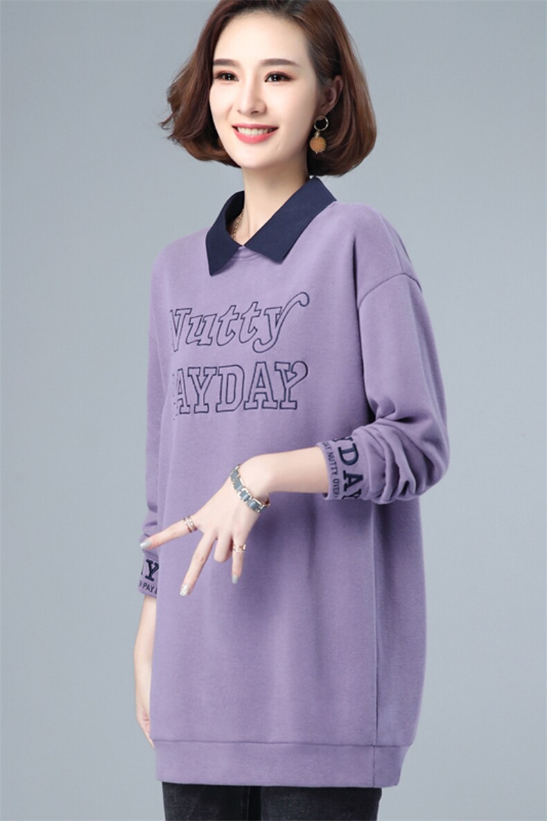 2021年春季潮时尚假两件卫衣女中长款韩版宽松百搭打底衫女棉,女装卫衣/绒衫,简韵佳