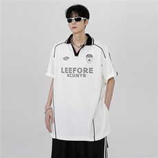 青春潮流时尚复古日系小众短袖POLO衫夏季宽松休闲T900-P38，男装Polo衫，电商C307