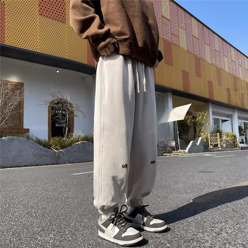裤子男秋款潮流休闲束脚卫裤宽松运动裤秋冬季加绒工装裤K9535,男装休闲裤,星座1116A-1（原606A）