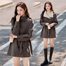 现货2026年秋季新款中长款拼色潮休闲风衣外套，女装风衣，依如秀(原杭风阁)