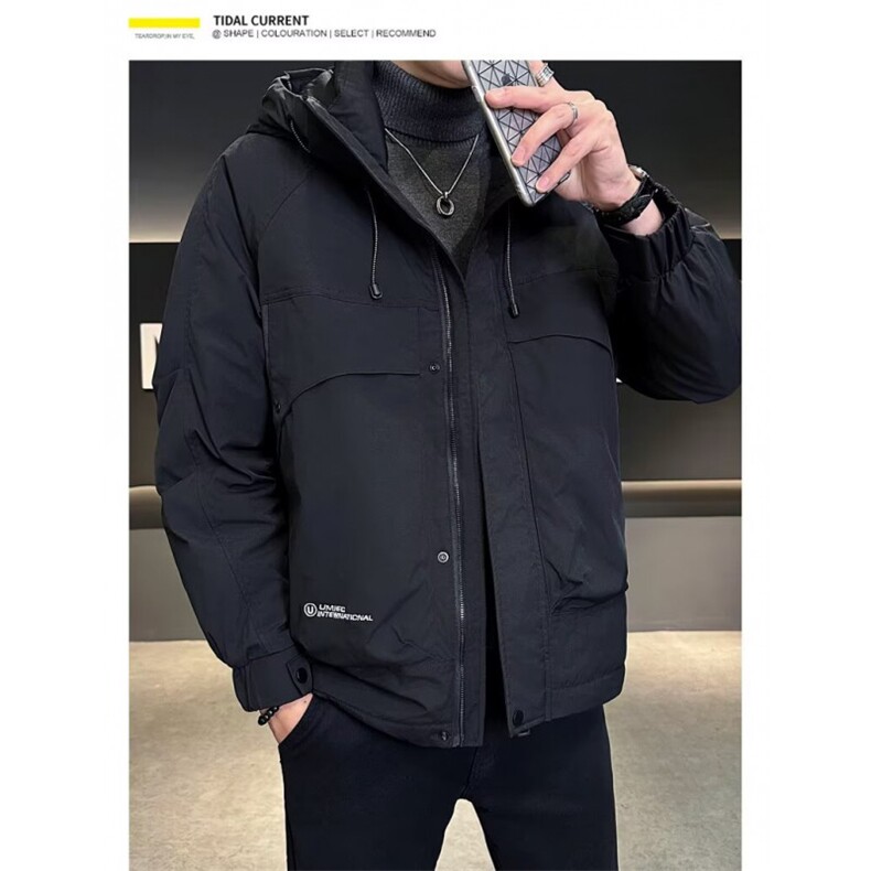 春秋新款潮牌工装连帽外套冲锋衣男宽松百搭户外休闲防风夹克上衣图片