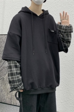 秋季新款港风ins假两件卫衣休闲套头连帽百搭简约上衣W1816-P38，男装卫衣，星座512-4
