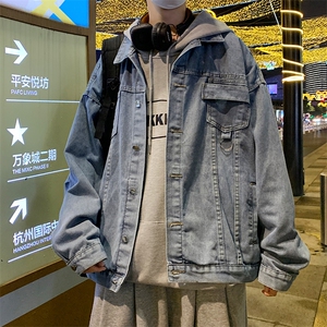 日系复古牛仔春秋新款港风夹克宽松工装休闲牛仔 现货 W1471-P64图片