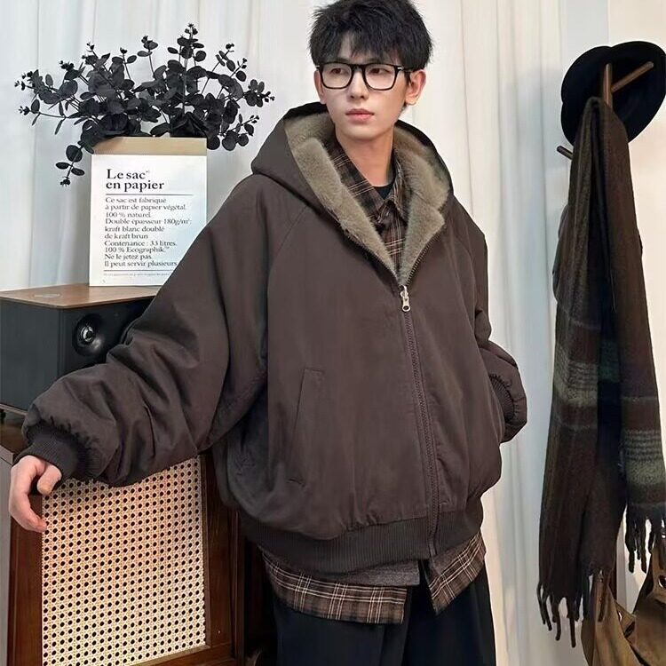 美式复古座山雕短款连帽毛领棉服女冬派克服棉衣外套,男装棉衣,星座506A