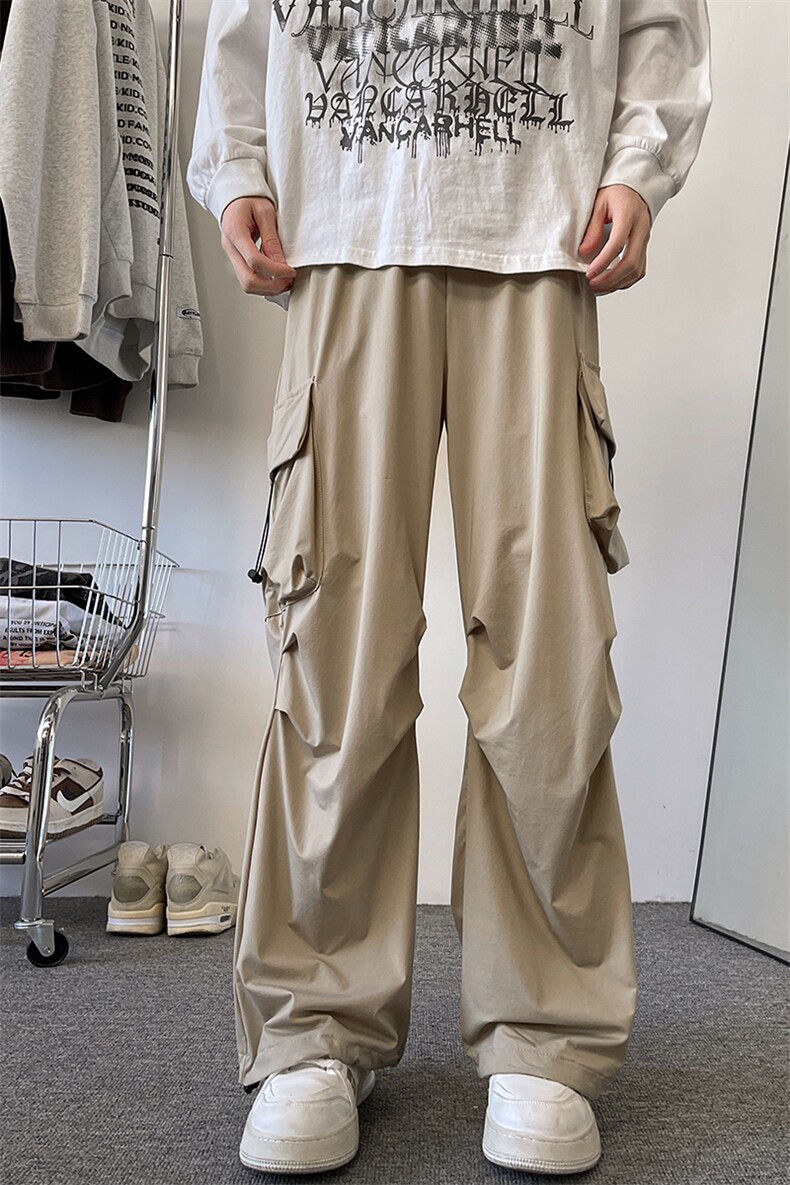 8XL-M特大码冰丝裤男美式工装裤高腰垂感宽松防晒阔腿裤K962P45,男装防晒衣,电商D206-1