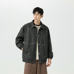 脏脏皮衣外套男装秋季工装夹克潮牌机车服复古PU皮上衣JK8806P70