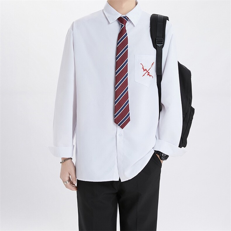DK制服长袖衬衫男女宽松班服刺绣情侣高中毕业照校供感jk学院风,男装衬衫,星座506A