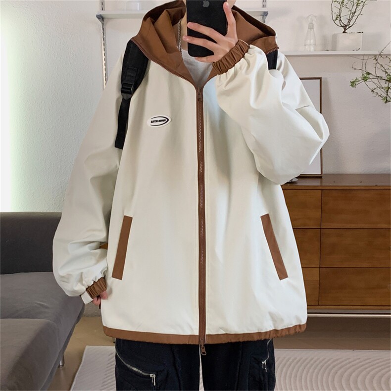 春装新款两面服中性风夹克男防水冲锋衣宽松外套两面穿,男装夹克,电商A141
