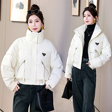 2023年冬季新款现货免洗柔软皮加厚立领面包服韩版小个子羽绒服，女装羽绒服，时尚俏佳人