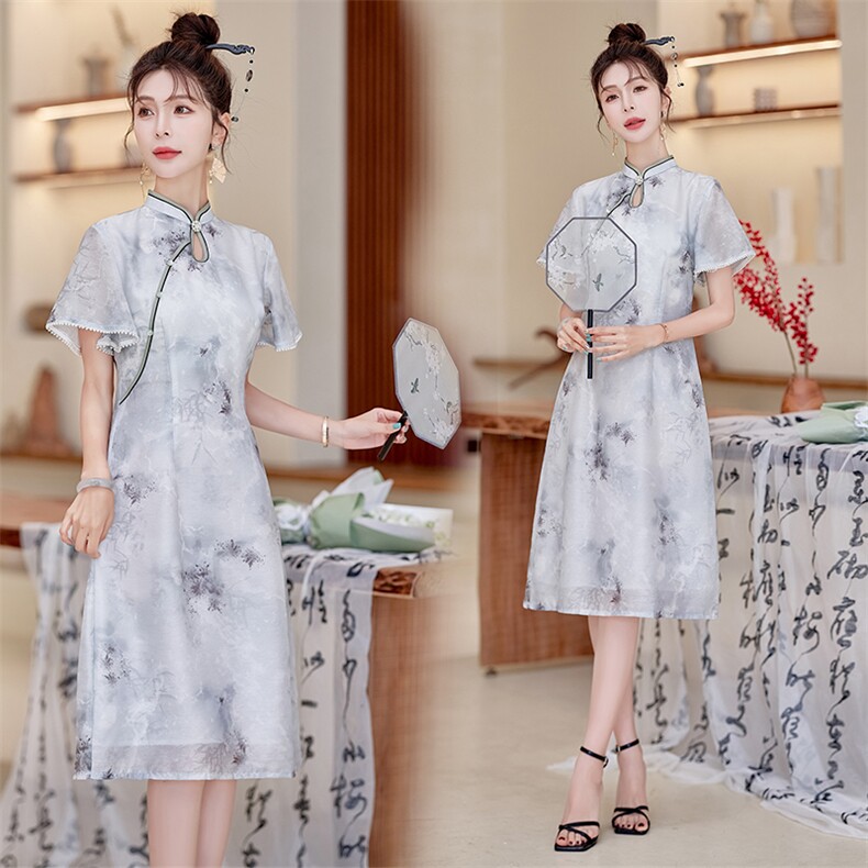 新中式连衣裙2024新款女装夏季超好看连身裙高端精致气质旗袍裙子,女装连衣裙,利佳可人