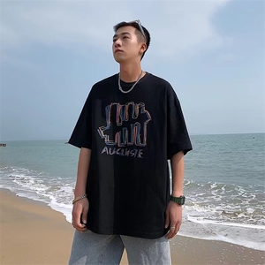 大码新款印花纯棉短袖男夏季美式t恤港风宽松百搭半截袖TX317-P25图片