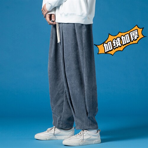 2025冬季新款风灯芯绒加绒加厚宽松灯笼裤休闲裤灰K102-P65,男装卫衣,电商B277A（原A068）