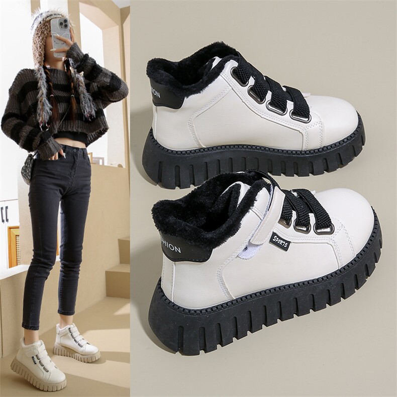 2024小白鞋子冬季加绒新款韩版ins女学生休闲高帮百搭板鞋，女鞋休闲鞋，电商A223