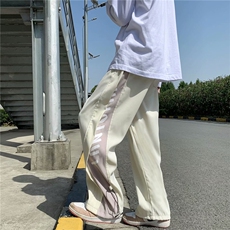 字母拼接男士夏季韩版潮流休闲长裤潮牌ins宽松直筒阔腿裤K26-P30，男装休闲裤，星座1008
