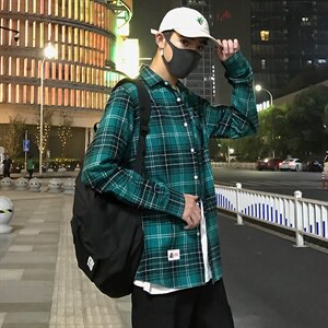 2021秋装宽松百搭衬衫网红风男女情侣衬衫港风长袖衬衣C715-P35图片