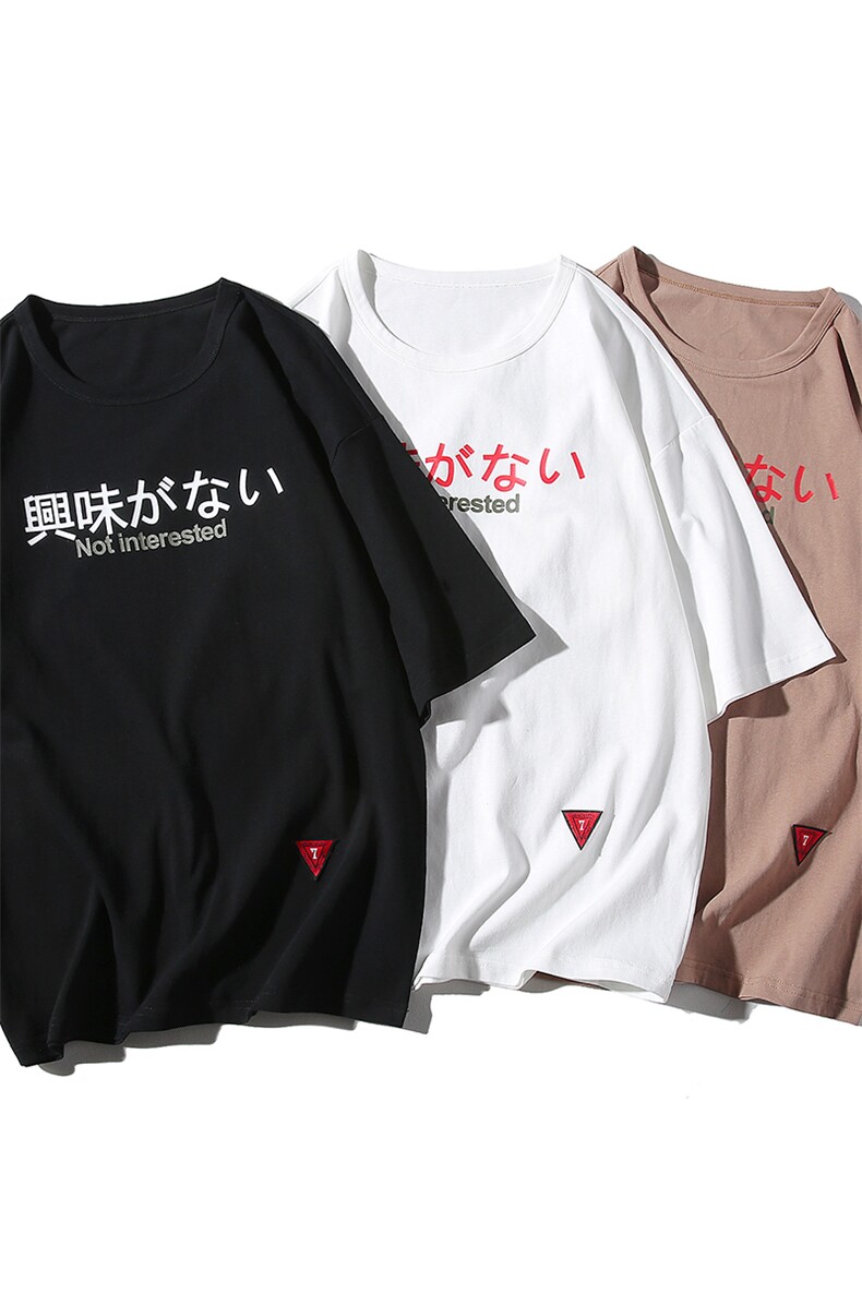 夏季情侣款印花短袖T恤男士休闲五分袖百搭潮流圆领上衣DS346TP25,男装T恤,电商A102
