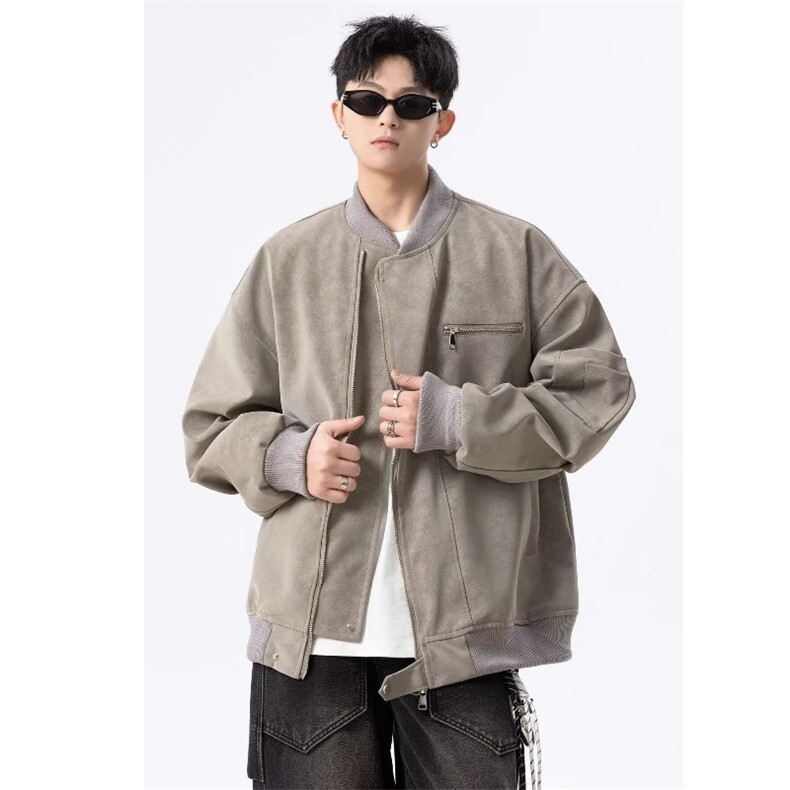 F078-P76春季新款美拉德水洗皮衣外套男pu皮,男装皮衣,电商B323A