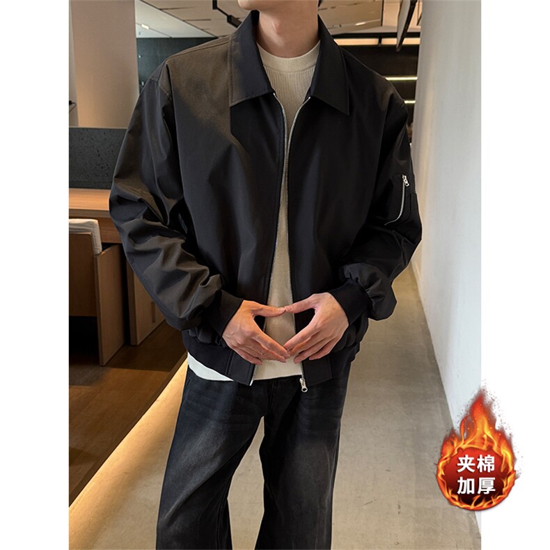 美式高街百搭纯色棉服男加绒加厚设计感上衣5D1180-TP5598,男装棉衣,电商A102