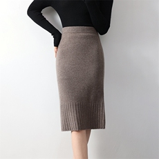 2025年秋季百搭时尚百搭通勤简约休闲多股下抽条裙，女装半身裙，举月羊绒