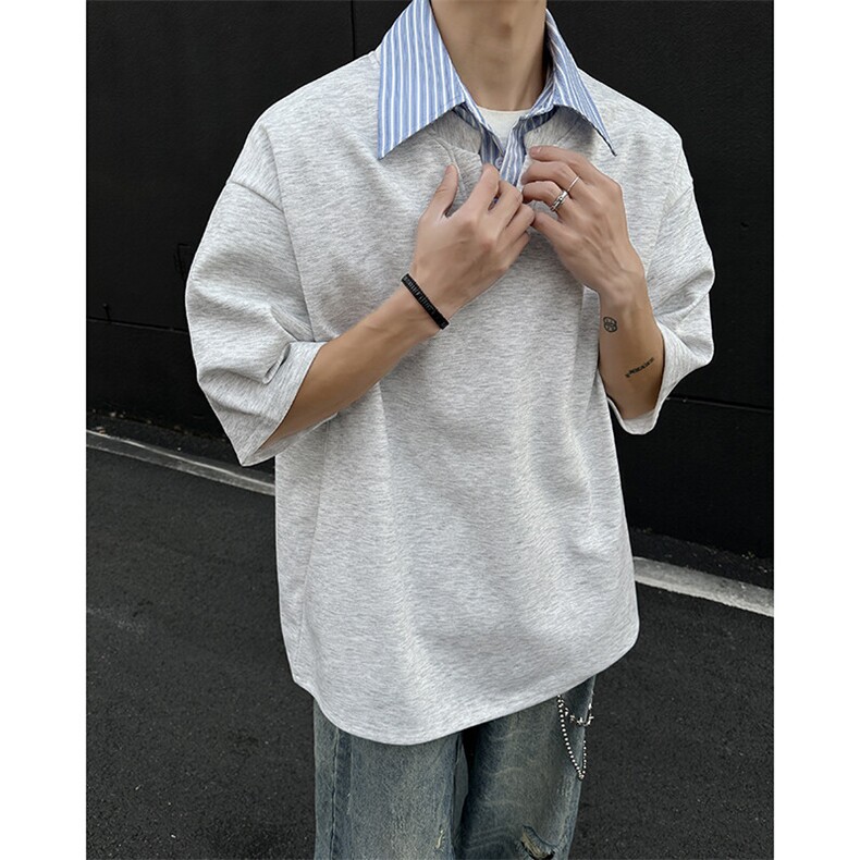 【现货】T1009-P30特控58大码衬衫V领短袖,男装T恤,电商D232