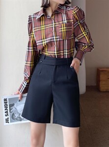 现货，2021秋装新款格子衬衫,女装衬衫,坚持到底