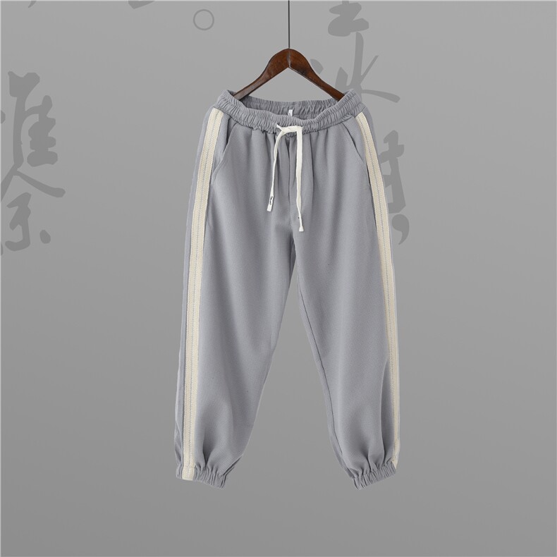 2022夏季新款华夫格男织带宽松大码休闲束脚九分裤K23659-P38,男装休闲裤,星座1115-1