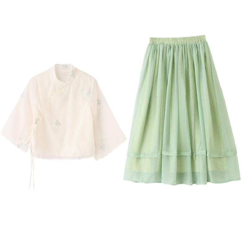 【新品现货】新中式风刺绣上衣半身裙套装1C115-6203-P135-K258,女装套装/套裙,吾爱衣