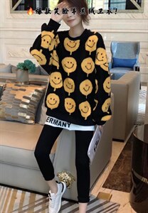 2021新款韩版时尚宽松羊羔毛加绒加厚卫衣，女装卫衣/绒衫，依露奇