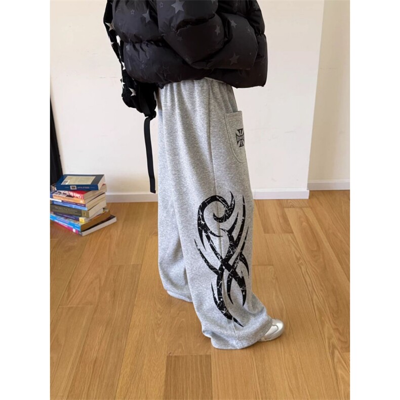 1506/QC180/P65美式复古口袋设计印花休闲裤宽松男女阔腿裤,男装休闲裤,星座1506