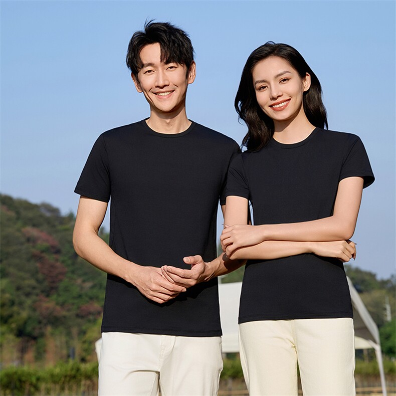 2025年夏季宽松型日常青春流行杜邦舒坦棉圆领男女同款，男装T恤，玖雅羊绒