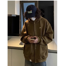 日系复古连帽开衫外套男春秋潮牌宽松情侣刺绣百搭卫衣潮，男装夹克，星座1210-1