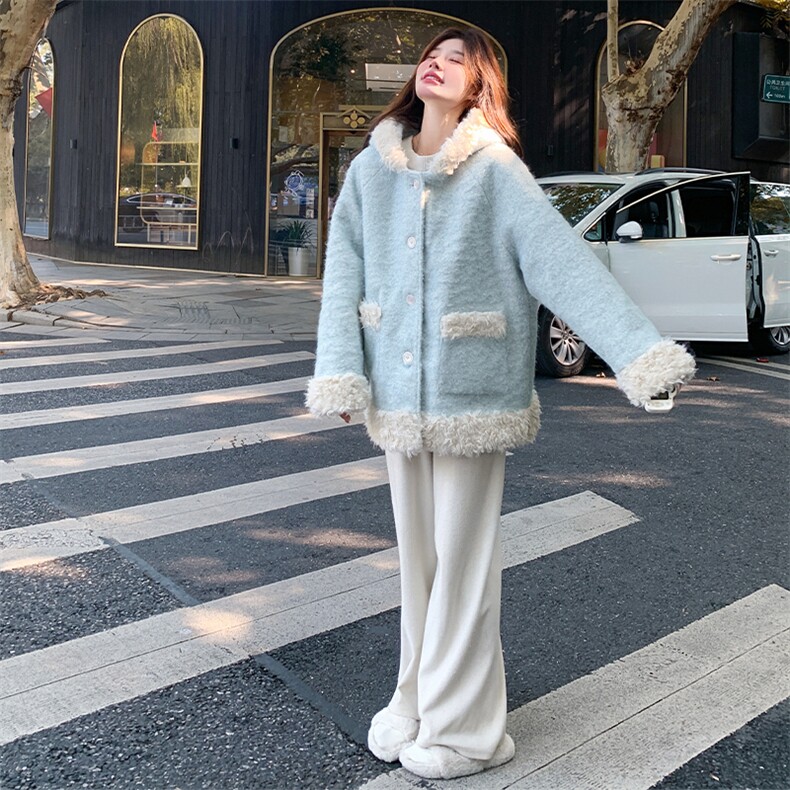 现货毛呢拼接羊羔毛夹棉加厚外套2025冬新款303-N6866-P175-K258,女装毛呢外套,宁宁家
