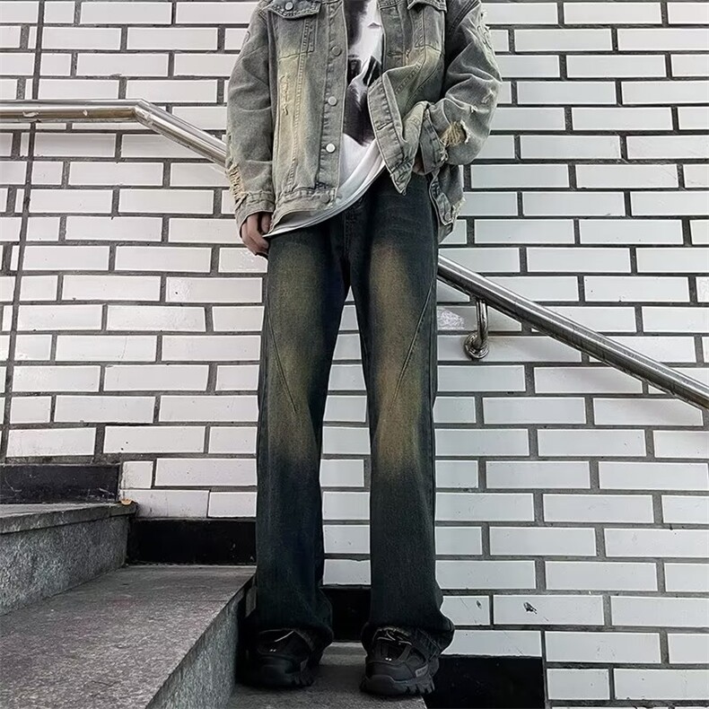 2023渐变牛仔裤男高街潮牌美式复古裤子垂感阔腿微喇裤RK1137-P41,男装牛仔裤,星座412-3