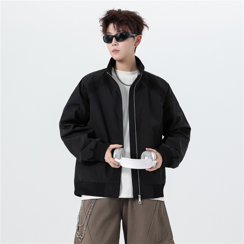 JK008无影墙春装拼接工装立领开衫夹克聚酯纤维(M-5XL)TP35,男装夹克,电商A088