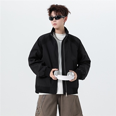 JK008无影墙春装拼接工装立领开衫夹克聚酯纤维(M-5XL)TP35，男装夹克，电商A088
