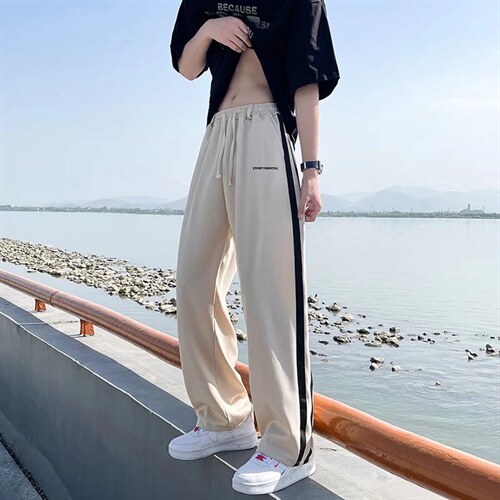 阔腿裤新款宽松百搭直筒高腰垂坠感春夏卫裤Z07P35，男装休闲裤，星座1116-2